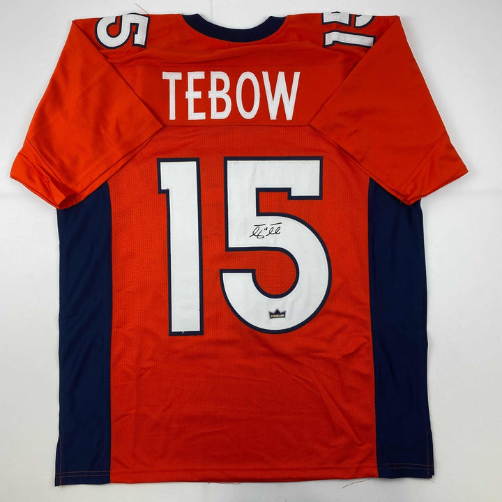 Facsimile Autographed Tim Tebow Denver Orange Reprint Laser Jersey Size Men's XL