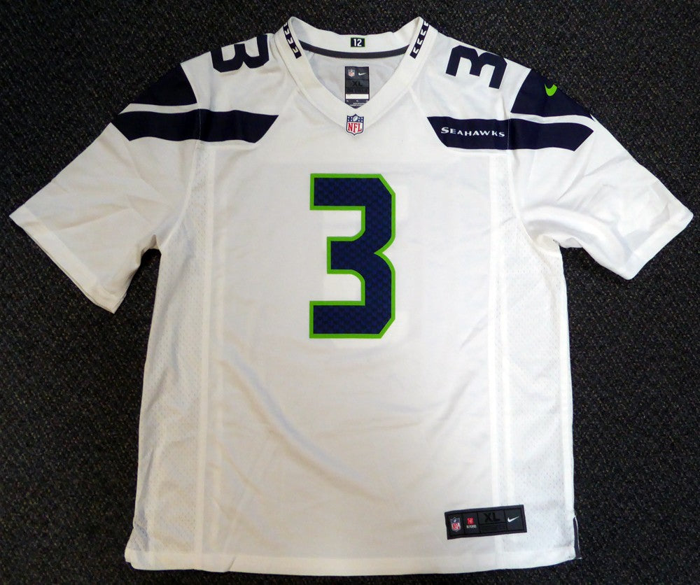 Seattle Seahawks Russell Wilson Signed White Nike Jersey Size XL RW Holo