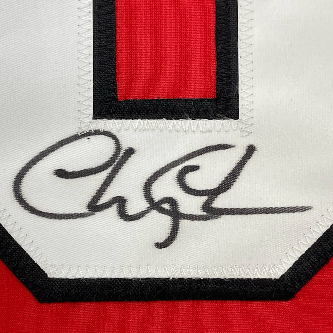Framed Autographed Chevy Chase Griswold 35x39 Christmas Vacation Jersey COA