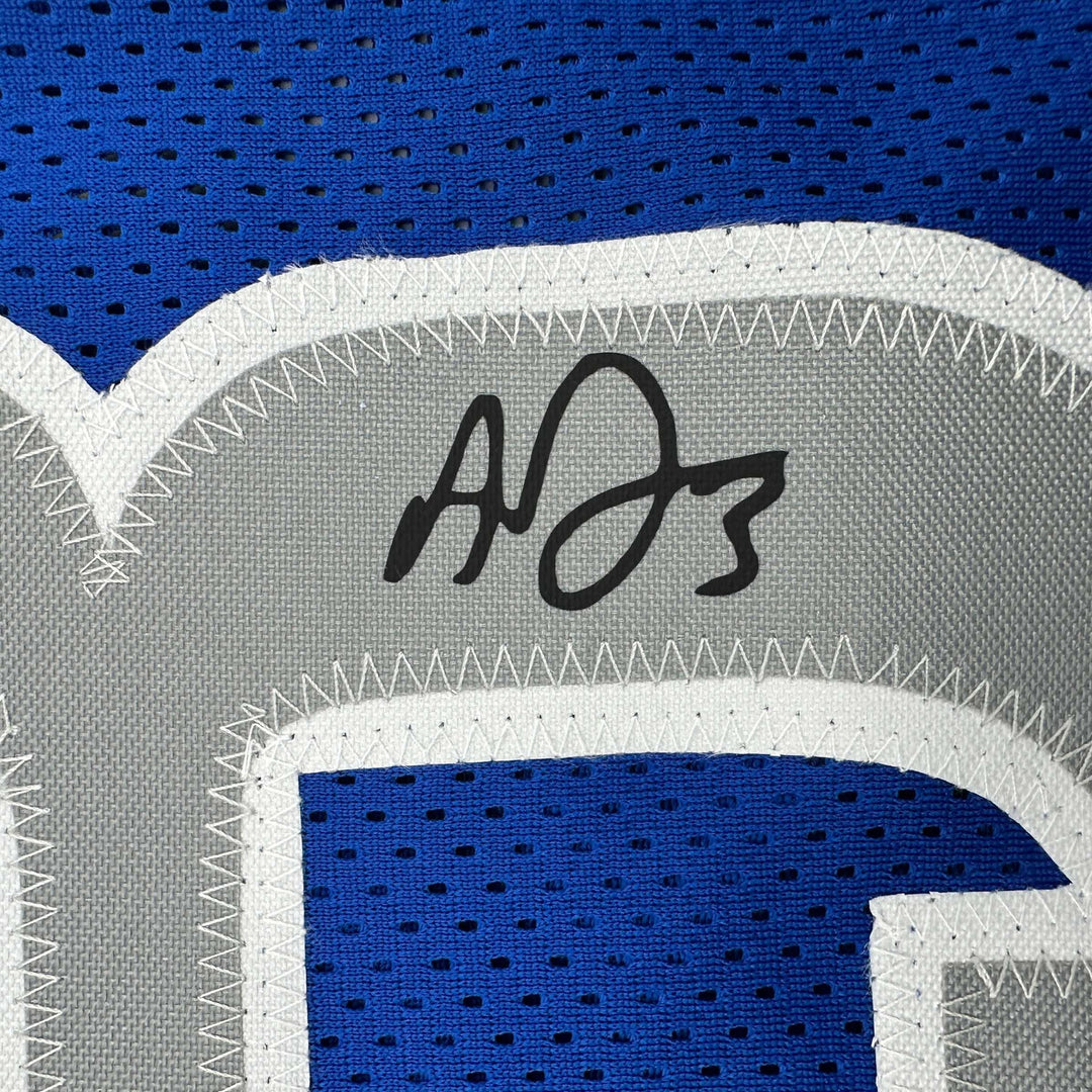 Facsimile Autographed Anthony Davis Dallas Blue Reprint Jersey Size Men's XL