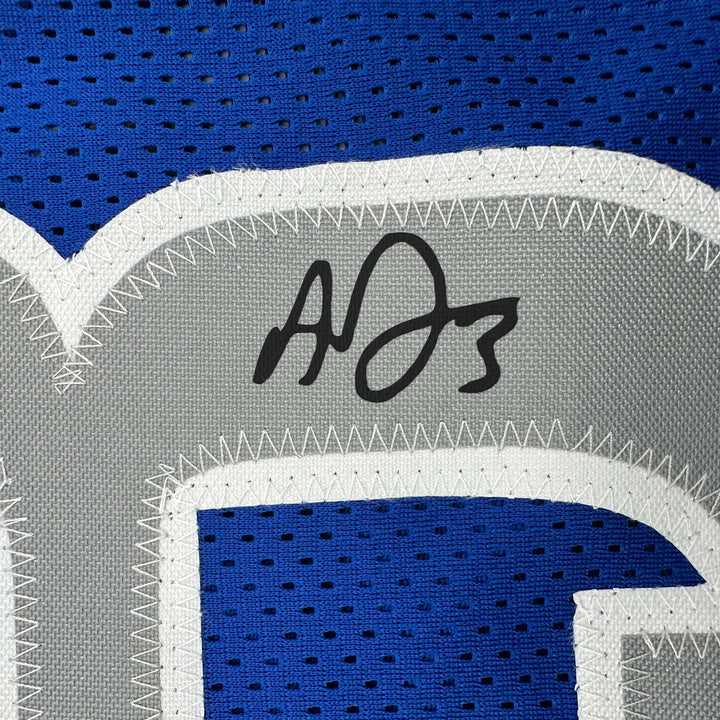 Facsimile Autographed Anthony Davis Dallas Blue Reprint Jersey Size Men's XL
