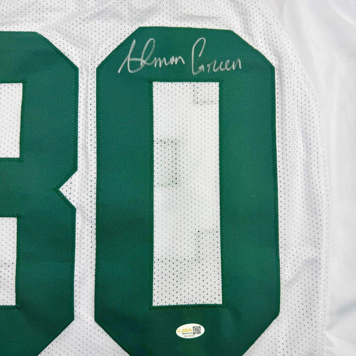 Autographed/Signed Ahman Green Green Bay White Football Jersey JSA COA