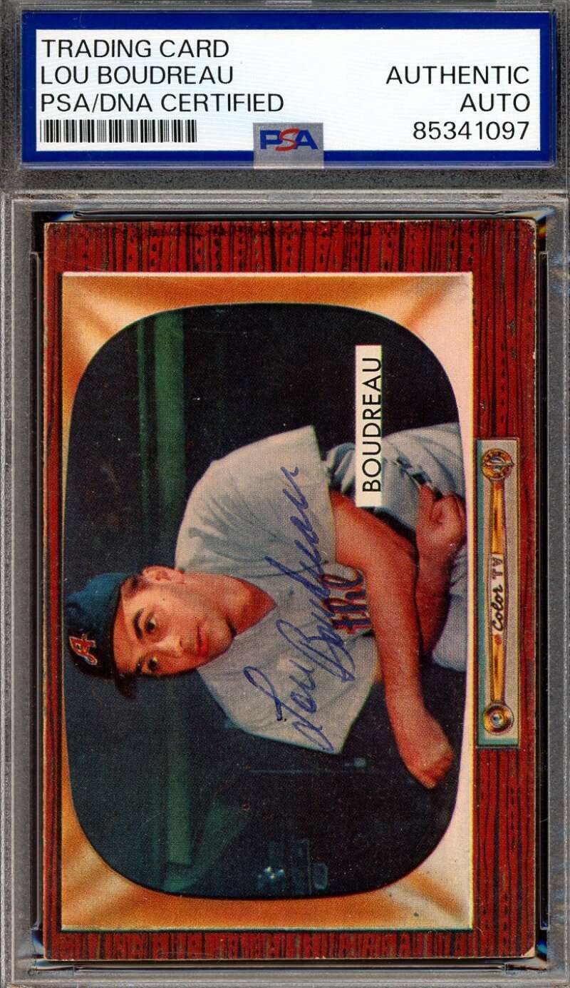 Lou Boudreau PSA DNA Vintage Signed 1955 Bowman Autograph