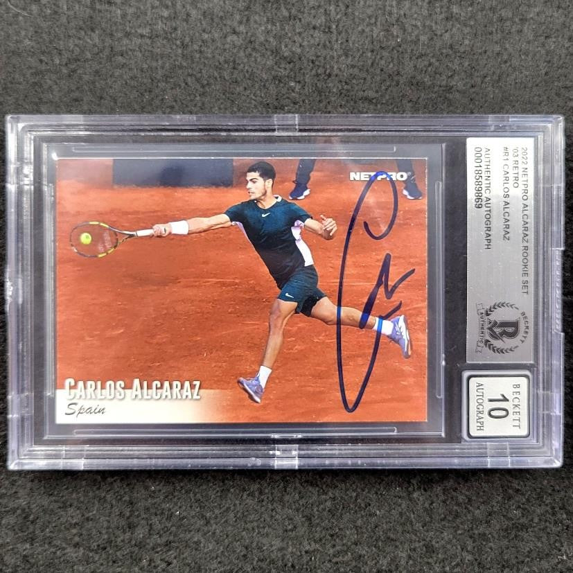 2022 Netpro Carlos Alcaraz Rookie Set R1 #/ 500 signed card Beckett BAS 10 auto