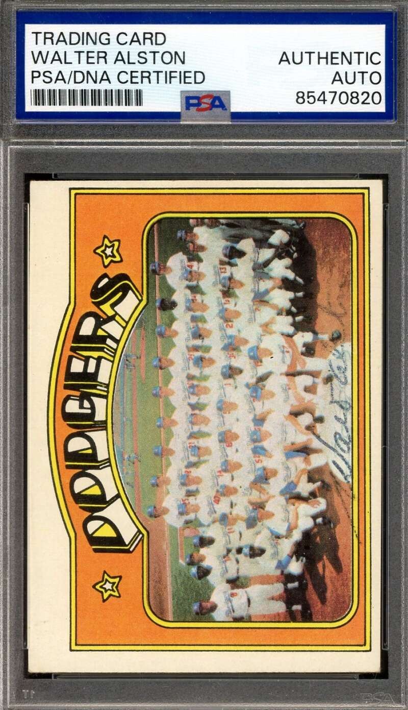Walter Alston PSA DNA Vintage Signed 1972 Topps Team Autograph