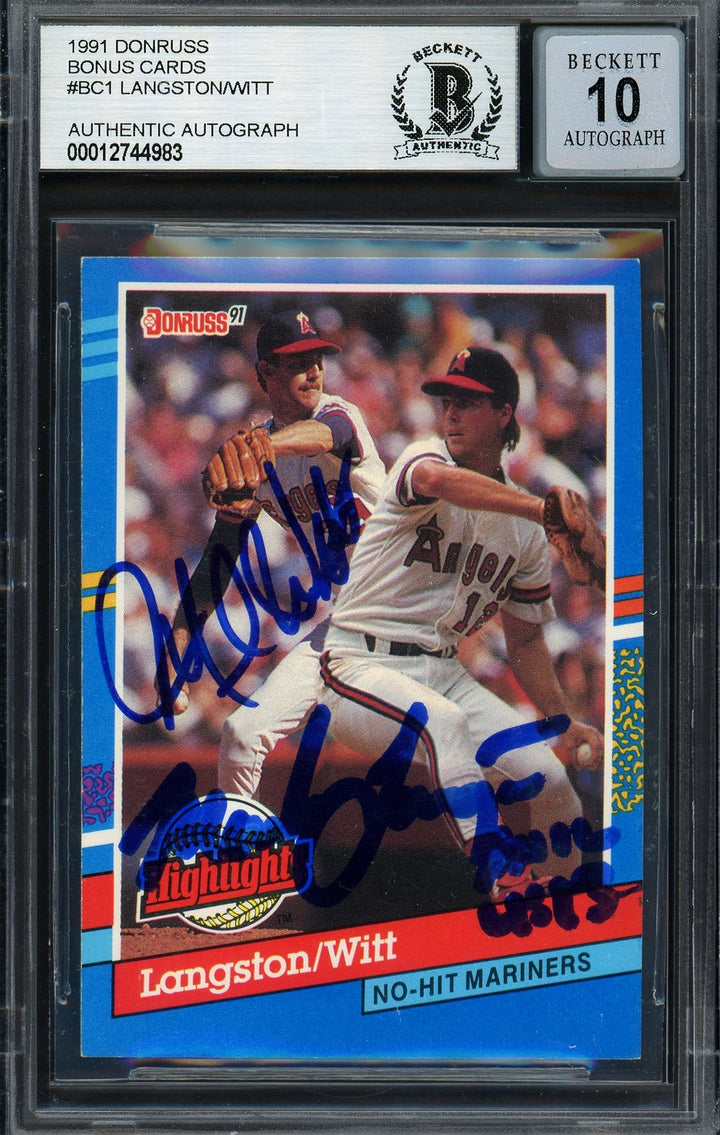 Mark Langston & Mike Witt Signed 1991 Donruss Card BC-1 Angels Sig 10 Beckett