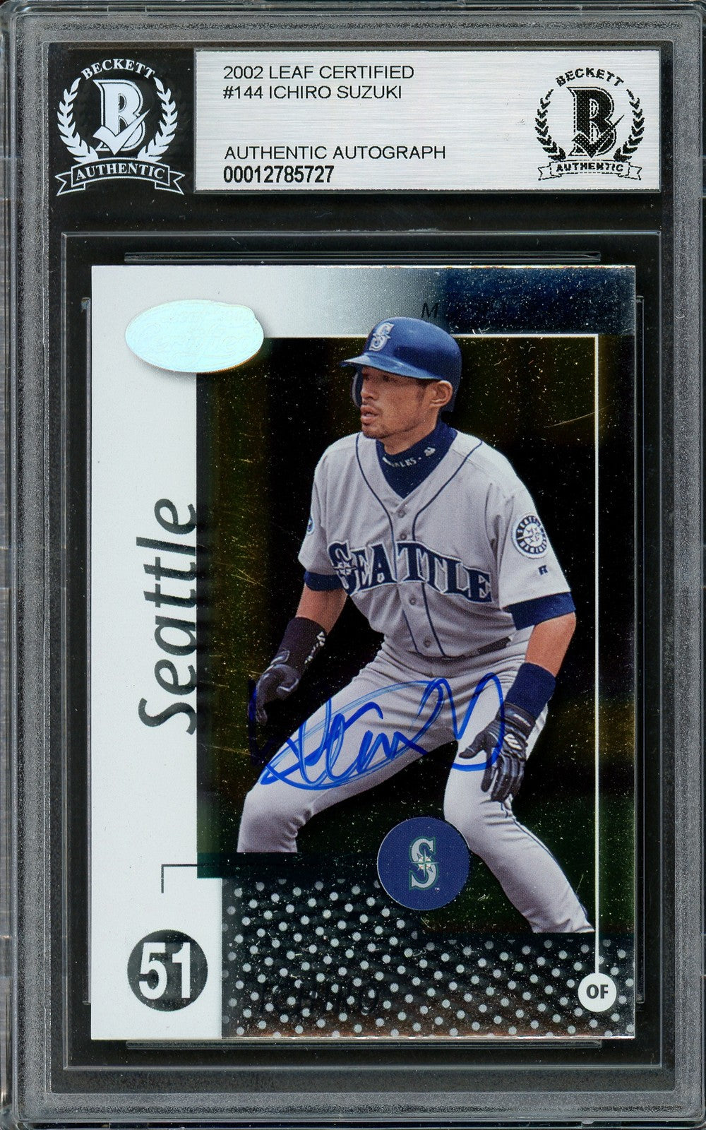 Ichiro Suzuki Signed 2002 Leaf Certified Card 144 Seattle Mariners Beckett