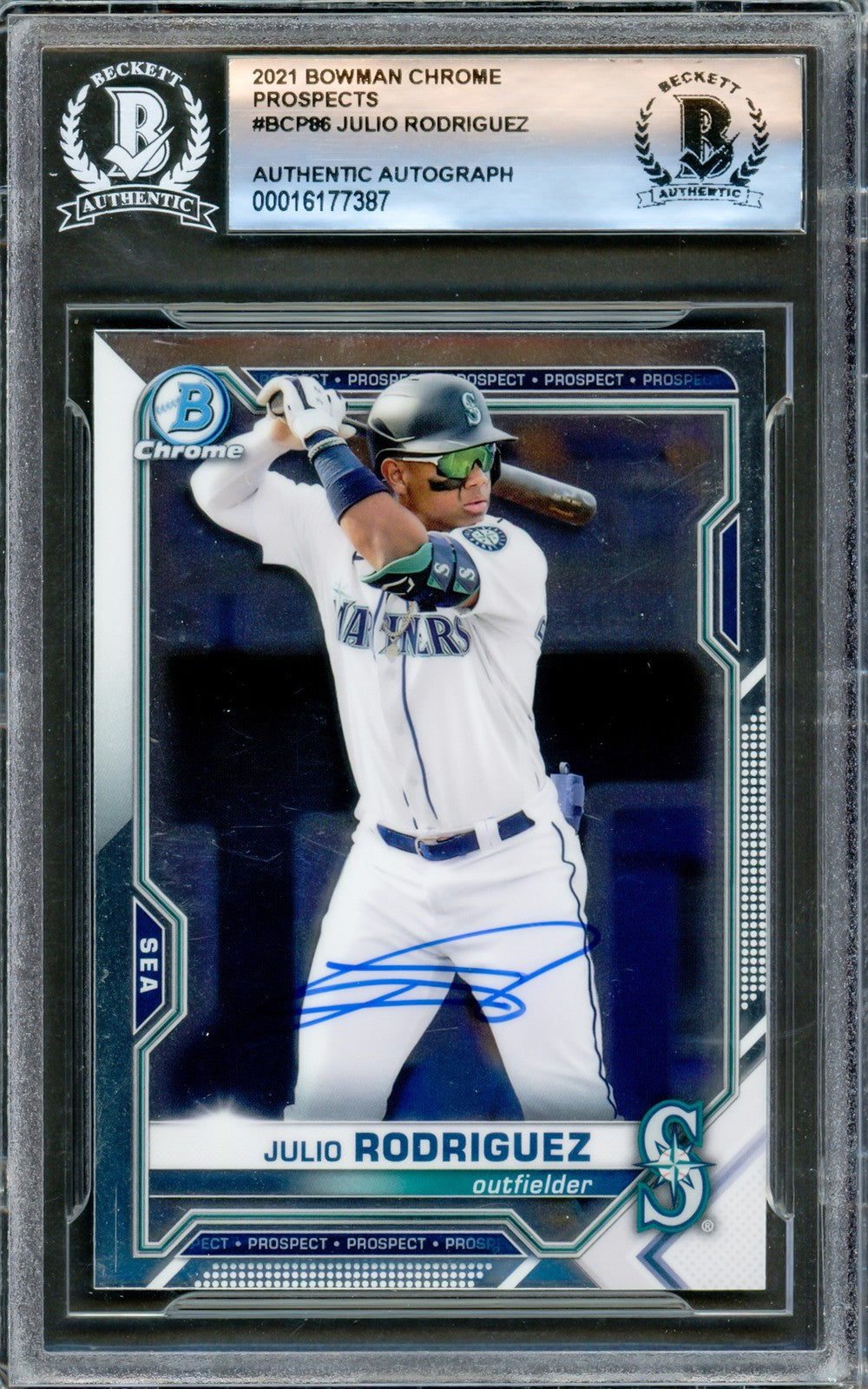 Julio Rodriguez Signed 2021 Bowman Chrome Prospects RC #BCP86 Mariners Beckett
