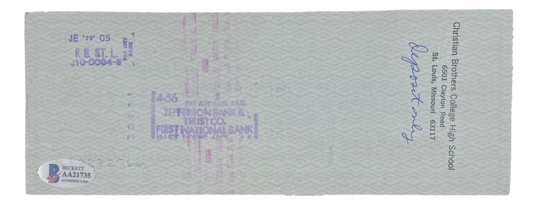 Stan Musial St. Louis Cardinals Signed  Bank Check #5555 BAS