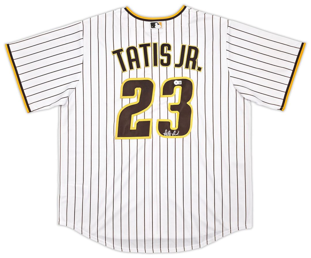 Padres Fernando Tatis Jr. Auto White Pinstripes Nike Jersey Size XL Beckett Wit