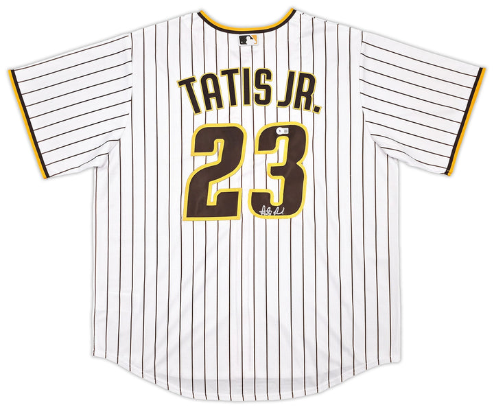 Padres Fernando Tatis Jr. Auto White Pinstripes Nike Jersey Size XL Beckett Wit