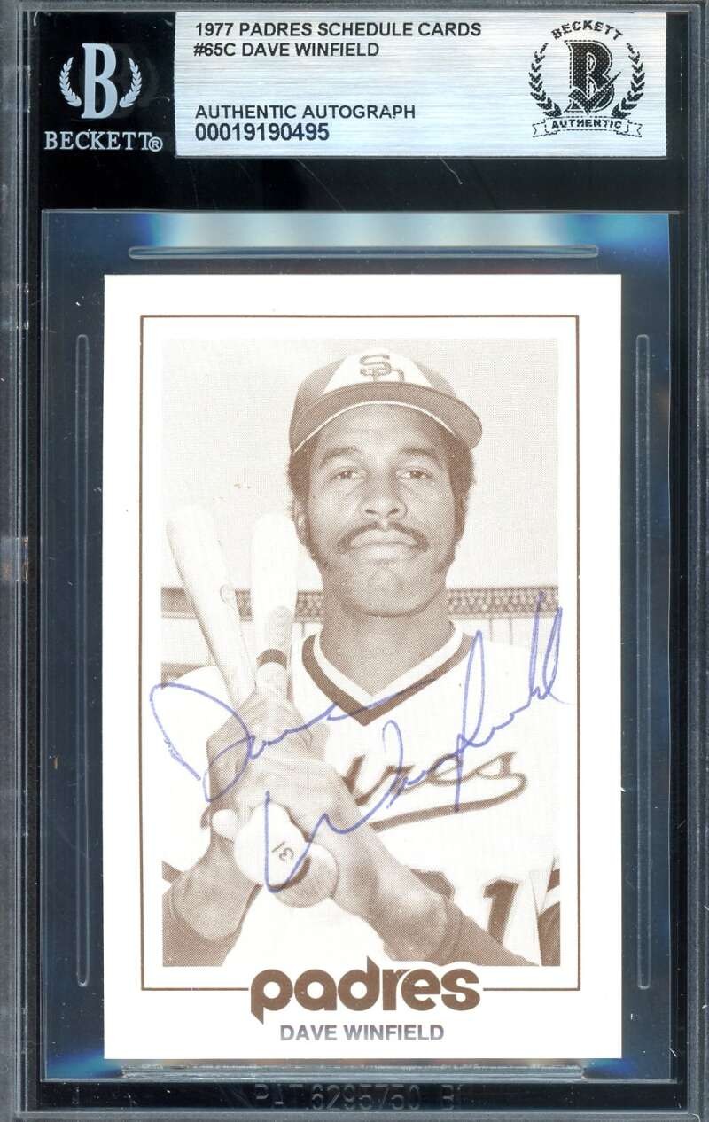 Dave Winfield Beckett BAS Signed 1977 Padres Schedule Card Autograph