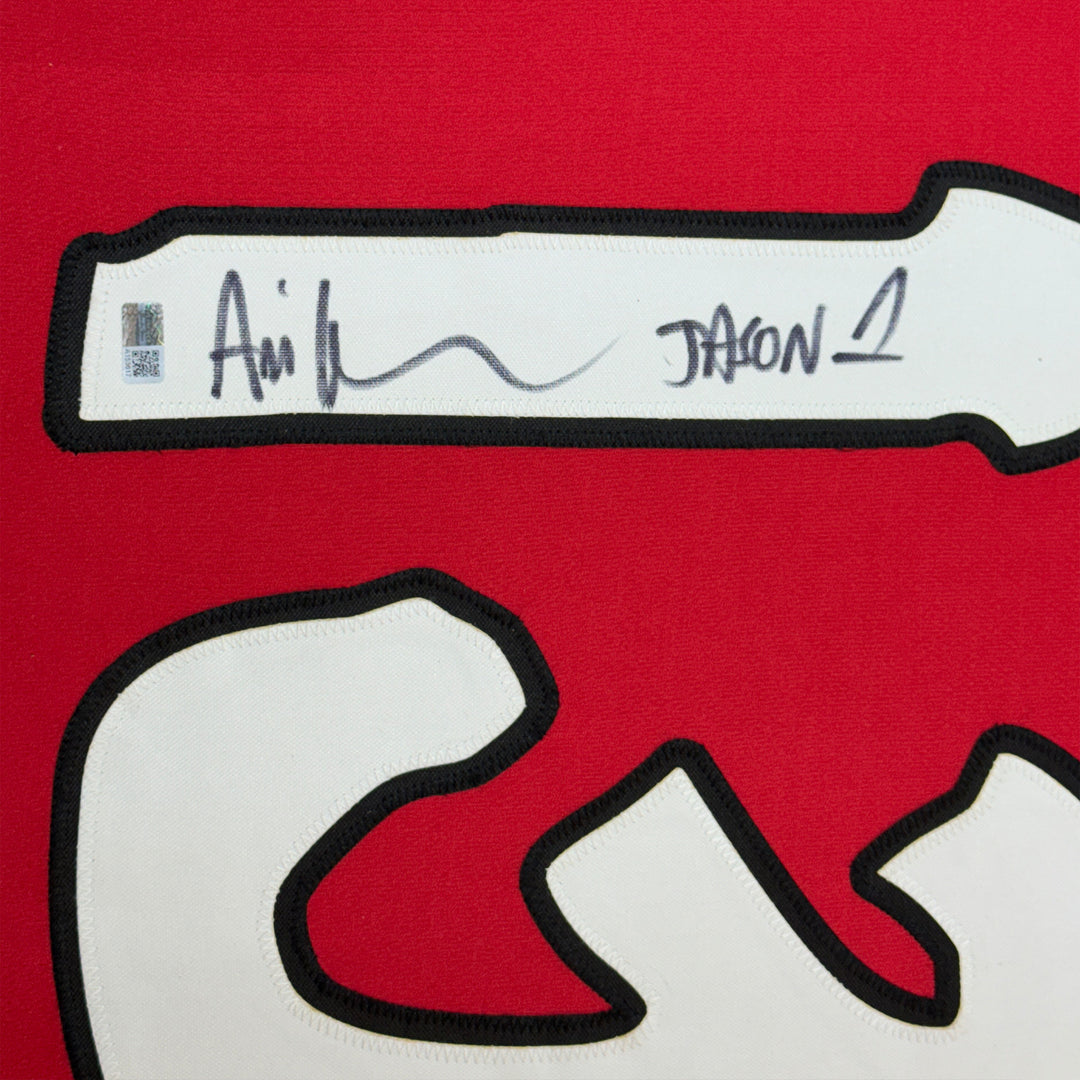 Framed Autographed/Signed Ari Lehman 33x42 Red Movie Jersey Steiner CX COA
