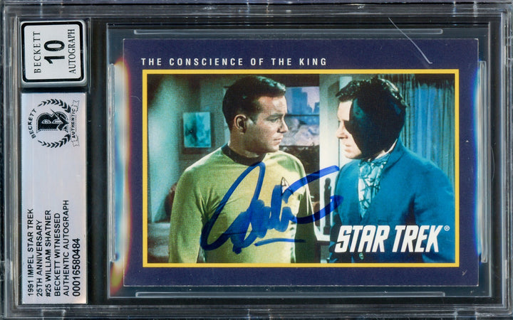 William Shatner Auto 1991 Impel 25th Anniversary Card 25 Star Trek Sig10 Beckett