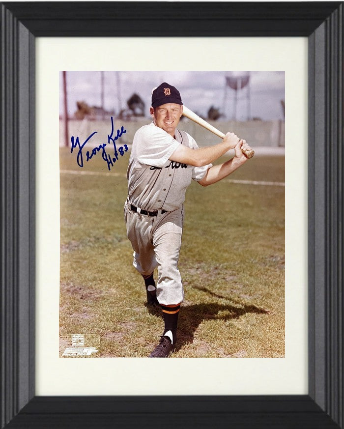 George Kell signed Detroit Tigers MLB 8x10 Photo HOF 83 Framed - COA/Show Ticket