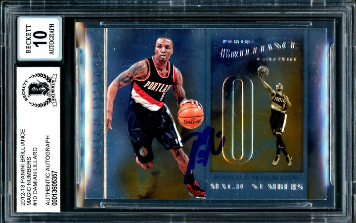 Damian Lillard Auto 2012-13 Panini Brilliance Magic Numbers RC 10 Sig 10 Beckett