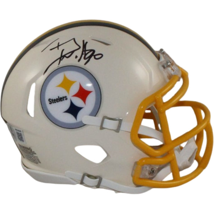 TJ Watt Autographed Pittsburgh Steelers Retro Mini Helmet Beckett Witness 56185