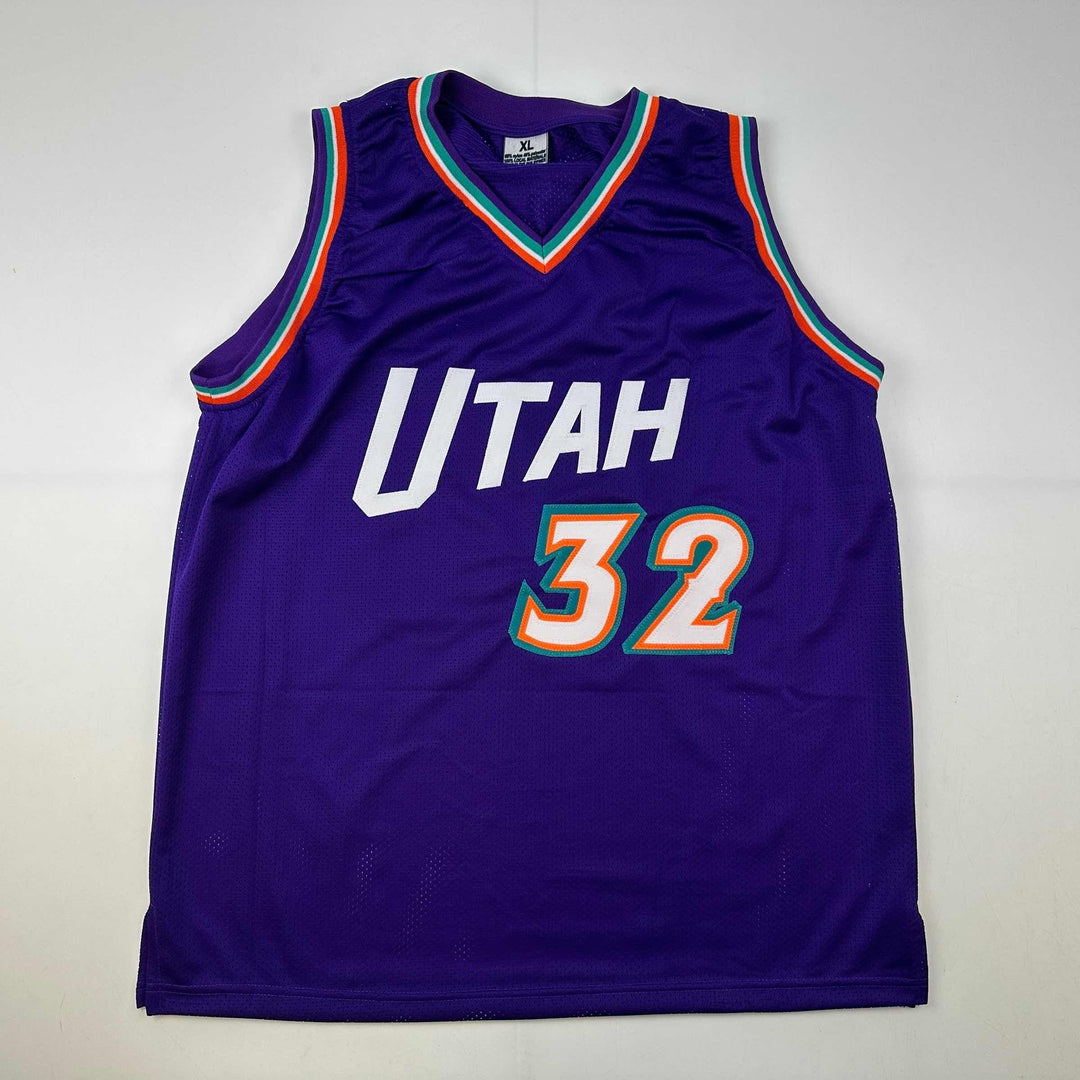 Facsimile Autographed Karl Malone Utah Jazz Reprint Laser Auto Jersey Men's XL