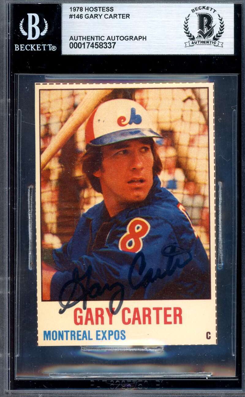 Gary Carter Beckett BAS Signed 1978 Hostess Autograph