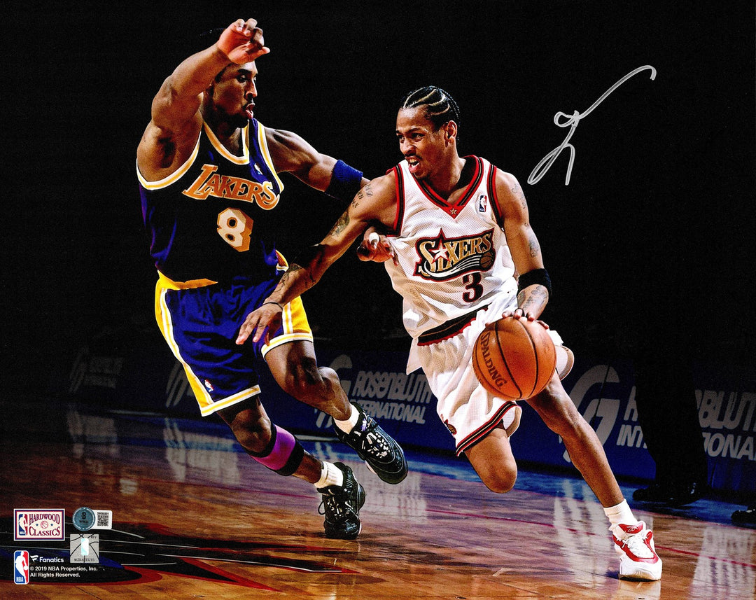 Allen Iverson Signed 16x20 Photo Philadelphia 76ers vs. Kobe Bryant Beckett Wit