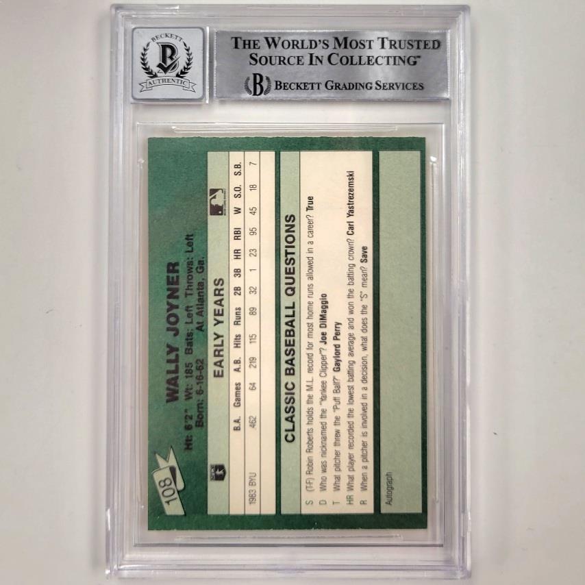 Wally Joyner autograph signed 1987 Classic Update RC rookie card BAS BGS 10 auto