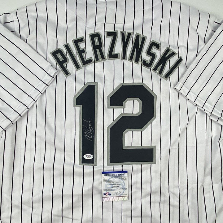 Autographed/Signed AJ A.J. PIERZYNSKI Chicago Pinstripe Jersey PSA COA