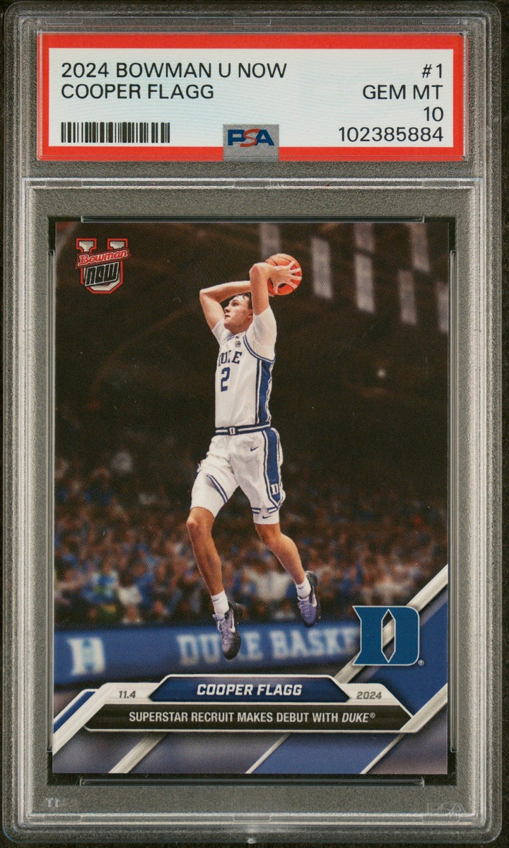 Graded 2024 Bowman U Now Cooper Flagg #1 Debut Rookie RC Card PSA 10