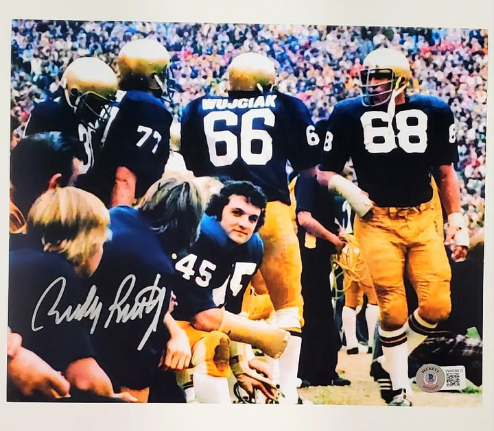 Rudy Ruettiger signed 8x10 photo Notre Dame silver ~ Beckett BAS Witness Holo