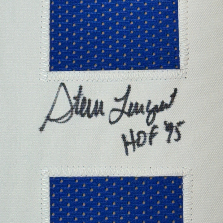 FRAMED Signed STEVE LARGENT HOF 95 35x39 Seattle Blue Jersey JSA COA