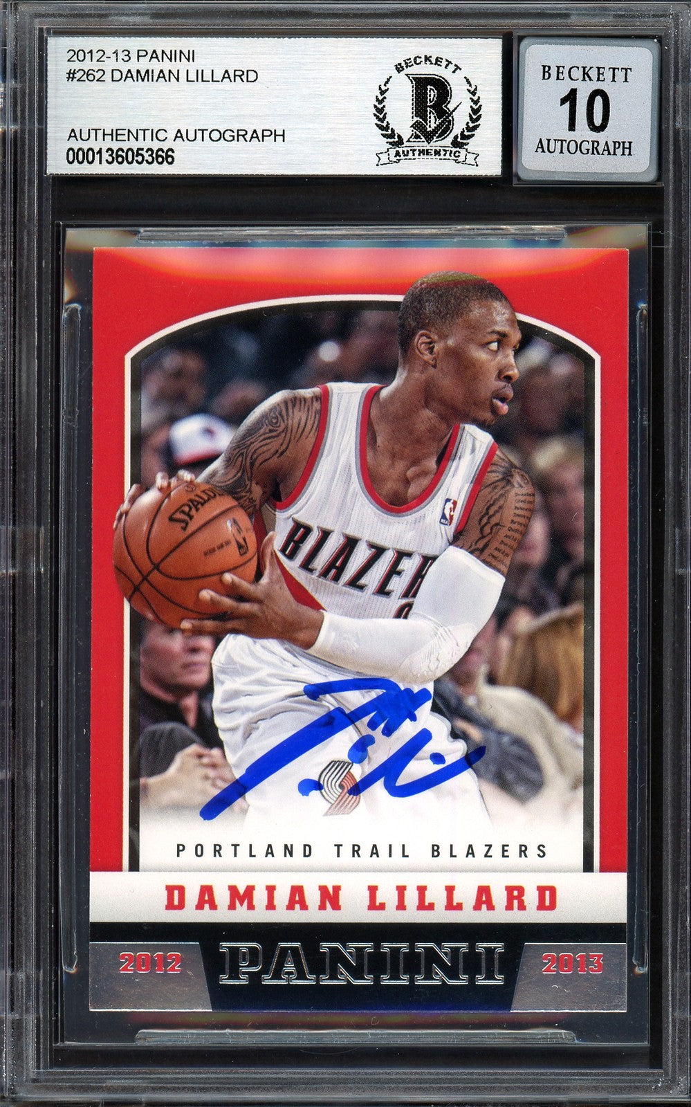 Damian Lillard Signed 2012-13 Panini RC 262 Trail Blazers Auto 10 Beckett