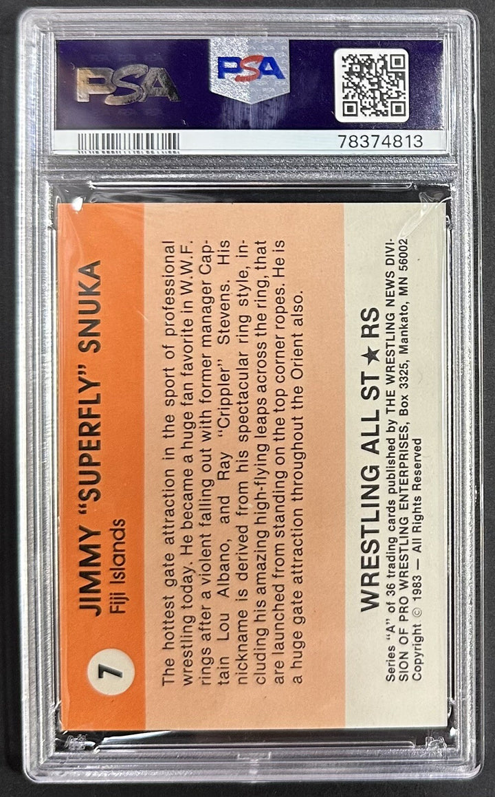 1983 Wrestling All Stars 7 Jimmy Snuka PSA 8 Mint Beauty Centered Superfly