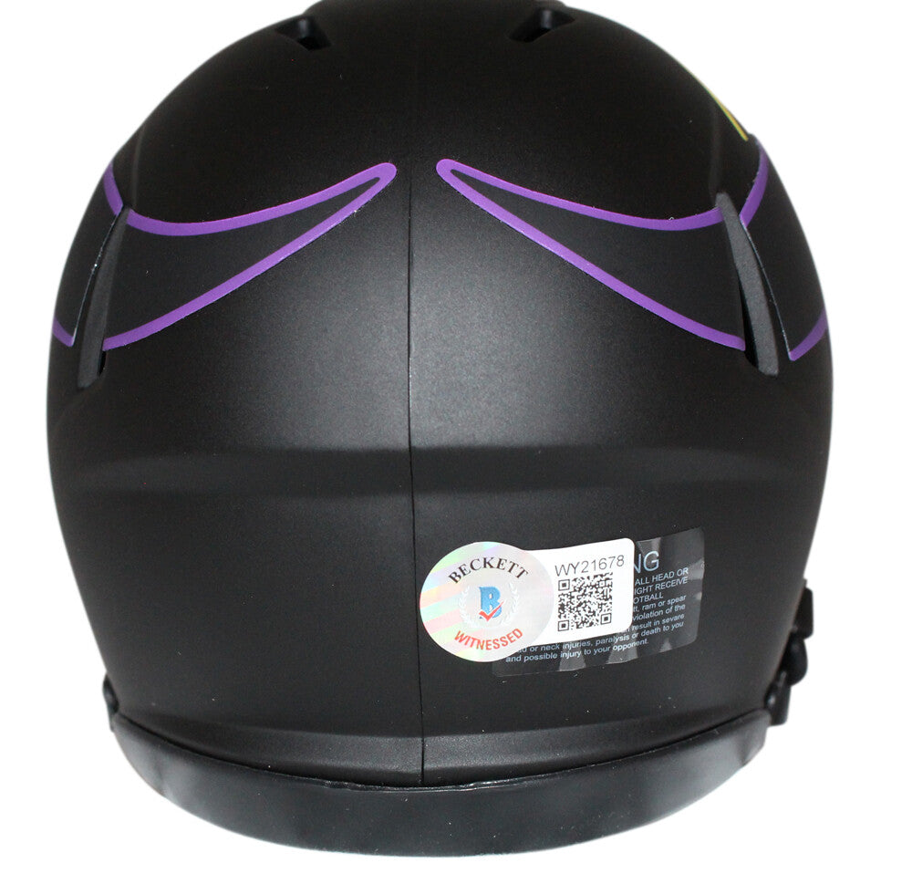 Cris Carter Autographed Minnesota Vikings Mini Helmet Eclipse Beckett 40639