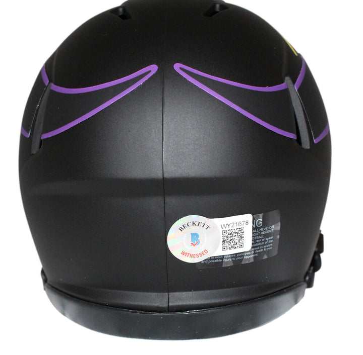 Cris Carter Autographed Minnesota Vikings Mini Helmet Eclipse Beckett 40639
