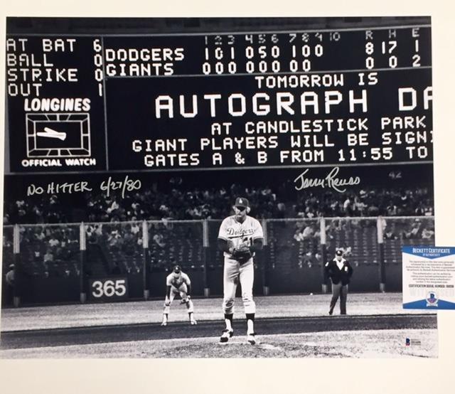 JERRY REUSS Signed "NO HITTER" Inscription 16x20 Photo BAS Beckett COA ~ DODGERS