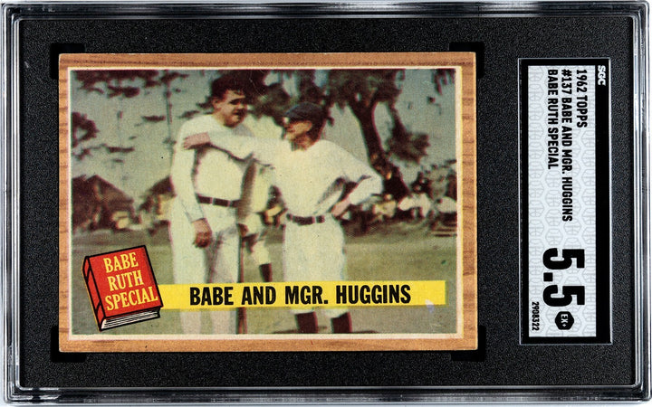 Babe Ruth 1962 Topps Manager Huggins Special Card #137- SGC Graded 5.5 EX+