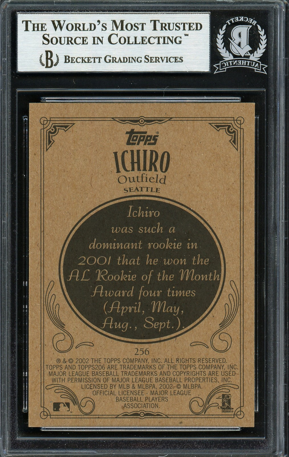 Ichiro Suzuki Signed 2002 Topps 206 Card 256B Seattle Mariners Beckett