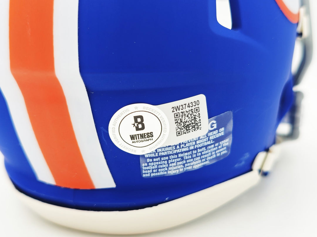 Steve Spurrier Auto Florida Gators Blue Throwback Speed Mini Helmet Beckett Wit