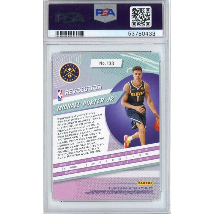Graded 2018-19 Panini Revolution MICHAEL PORTER JR #133 Rookie RC Card PSA 10