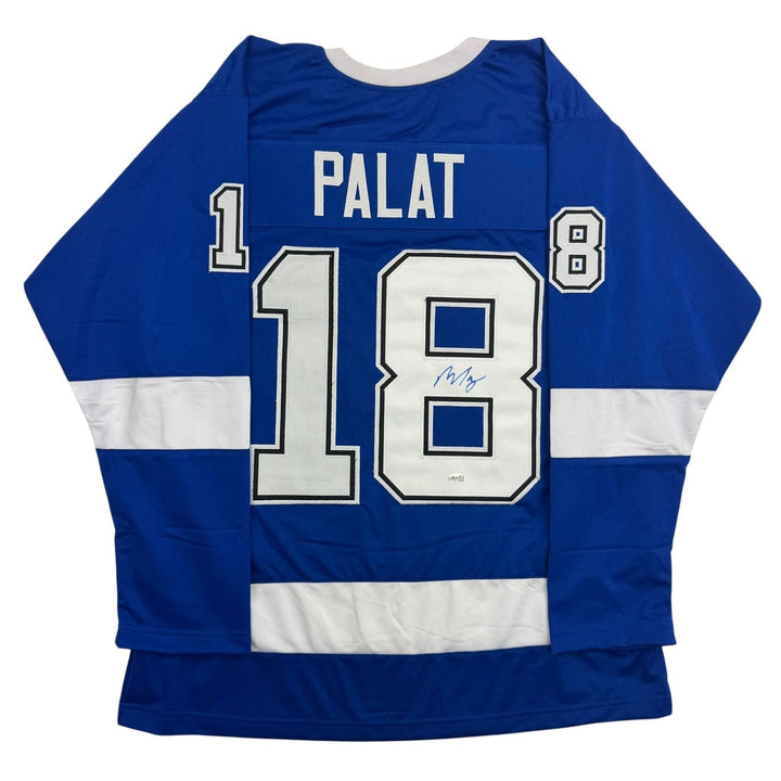 Autographed/Signed Ondrej Palat Tampa Bay Blue Hockey Jersey JSA COA