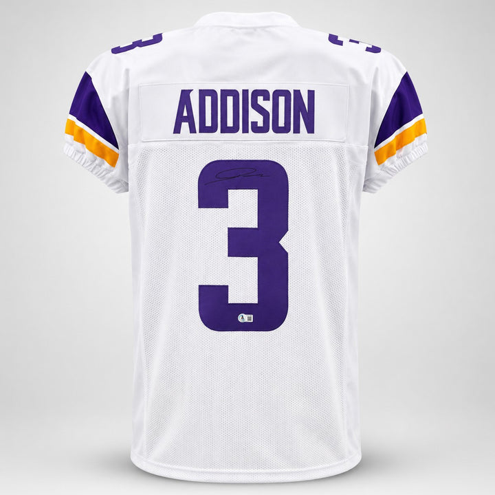 Minnesota Vikings Jordan Addison Signed White Jersey Beckett BAS QR