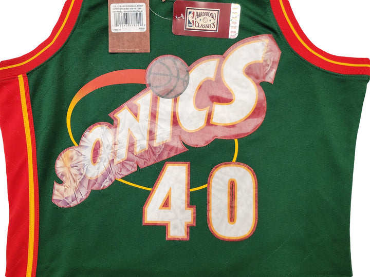 Sonics Shawn Kemp Auto Green Auth Mitchell Ness HWC Swingman Jersey NBA Top 75 M