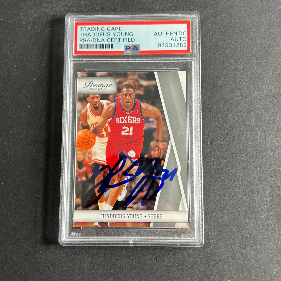 2010-11 Panini Prestige #92 Thaddeus Young Signed Card AUTO PSA Slabbed 76ers