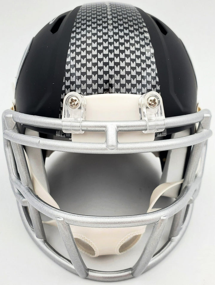 Russell Wilson Signed Seahawks Matte Black Speed Mini Helmet In Silver RW Holo