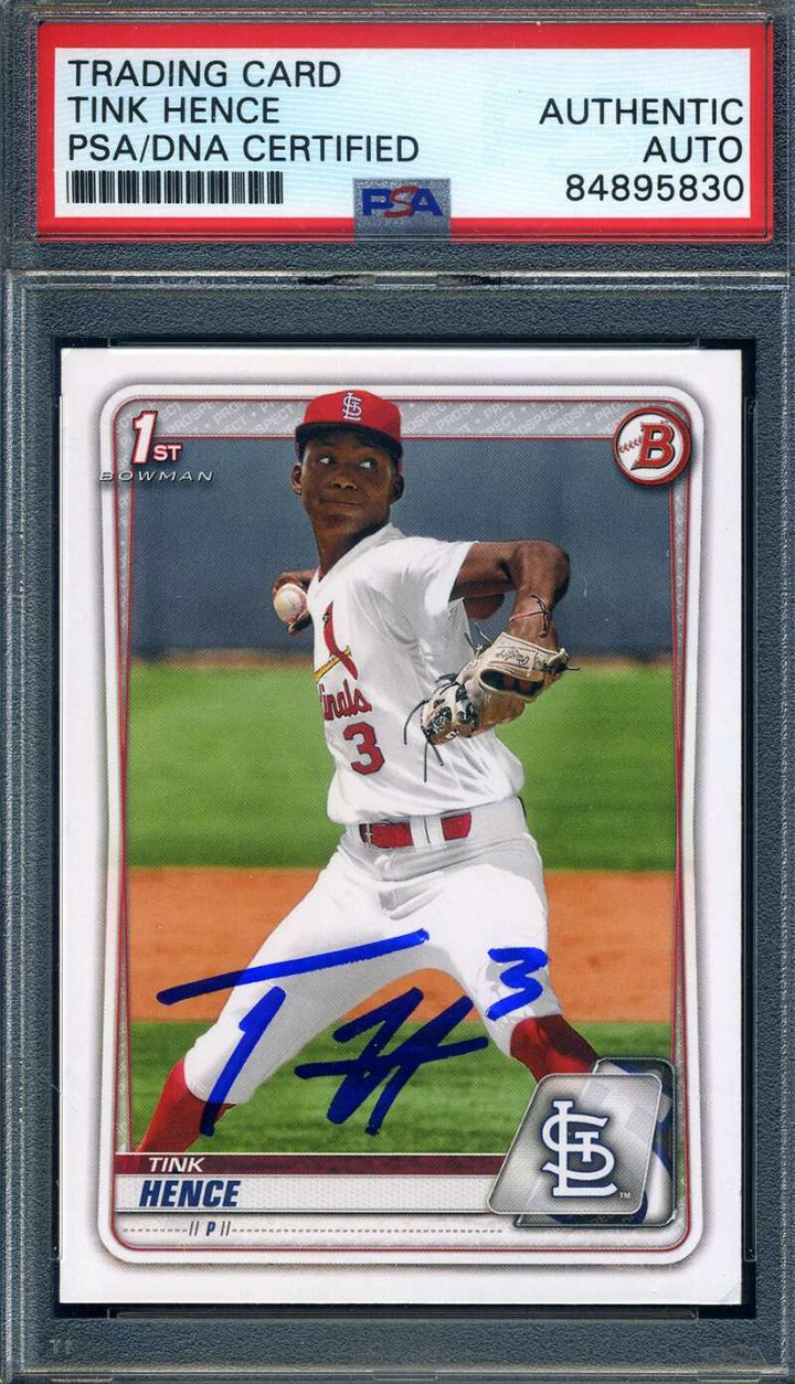 Tink Hence PSA DNA Signed 2020 Bowman First Rookie Autograph