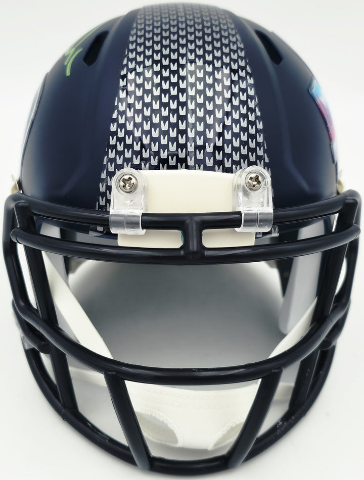 Zach Charbonnet Signed Seahawks Blue SB LX Champions Logo Speed Mini Helmet MCS