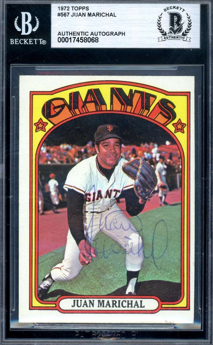 Juan Marichal Beckett BAS Vintage Signed 1972 Topps Autograph