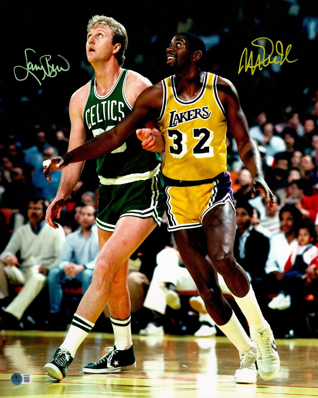Larry Bird & Magic Johnson Signed Framed 16x20 Photo Beckett BAS Witness