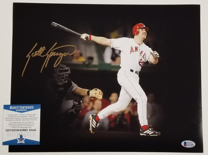 SCOTT SPIEZIO Signed Angels 2002 World Series 11x14 Photo Auto ~ Beckett BAS COA