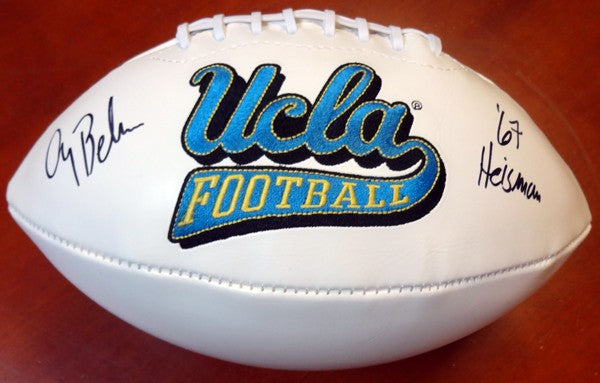 Gary Beban Signed White Logo Football UCLA Bruins "67 Heisman" PSA/DNA