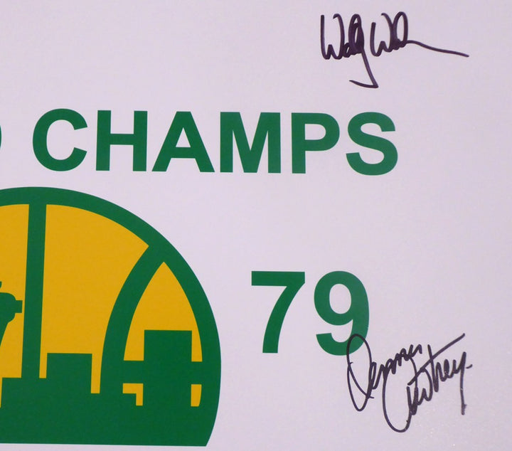 1978-79 NBA Champ Supersonics Auto 16x20 Photo 9 Sig Fred Brown, Lenny Wilkens